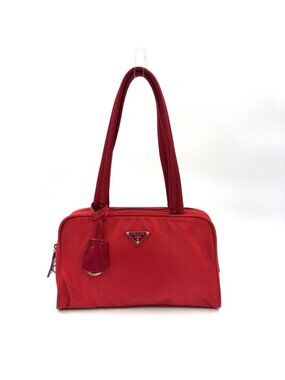 Prada Nylon Red Handbag Silver